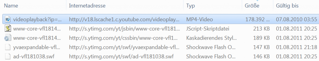 YouTube Video in den Temporary Internet Files